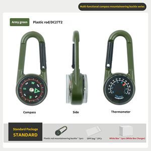 Outdoor Wasserdichter ABS-Zinklegierung Doppelseitiger Karabiner-Kompass mit Zeiger-Thermometer Schnellaufhängung Laserbedruckbar für Werbung - Product Image 4