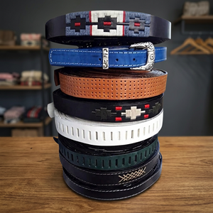 Cinturones de Cuero Genuino de Búfalo para Hombre BS INTERNATIONAL, de Larga Duración, Colores Personalizados, Diseño Cuadrado Sólido, Estilo Vintage - Product Image 1