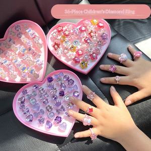 Joyería de Resina Acrílica con Piedras Preciosas de Dibujos Animados para Niñas, Pequeña Princesa, Brillante, con Pedrería - Product Image 2