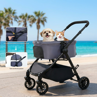 Poussette de luxe pour animaux de compagnie, imperméable, réglable, 4 roues, pour extérieur, avec éclairage de sécurité, pliable, extensible, en Oxford, pour chiens et chats, petite taille, 20 kg