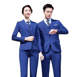 4S <span class=keywords><strong>negozio</strong></span> di vendita professionale maglia nera tuta per gli uomini donne stesso stile abiti da lavoro formale due pezzi Set con chiusura a bottone - Product Image 2