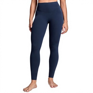 Leggings sans couture taille haute couleur unie pour femme – Pantalon de yoga tricoté extensible et respirant pour le sport - Product Image 1