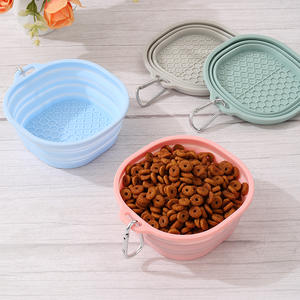 Tazón portátil plegable de silicona para perros y gatos, plato de alimentación de viaje, forma redonda con gancho de mosquetón - Product Image 2