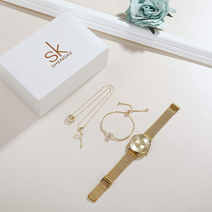 Shengke di Lusso Creativo Delle Donne Oro Set Orecchini Di Cristallo Con Le Signore Del Quarzo Dei Monili Della Vigilanza Del Braccialetto Delle Donne Orologi Set Regali - Product Image 2
