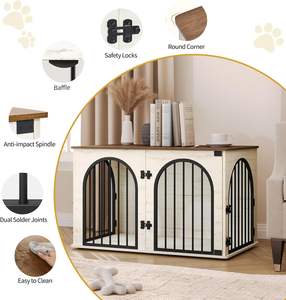 <span class=keywords><strong>100</strong></span> cm ahşap köpek sandık mobilya anti-çiğnemek ve anti-kaçış kemerli kapı kapalı kulübesi yan masa Pet kafesleri - Product Image 6