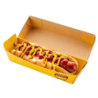 Boîte d'emballage jetable pour hot-dogs, vente en gros, personnalisable, biodégradable, en papier kraft, pliable, pour sandwichs et burgers, avec couvercle, impression offset