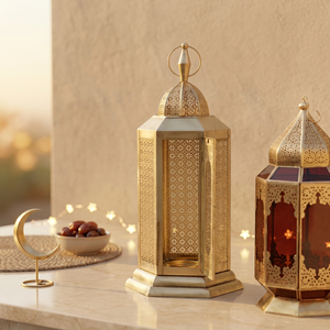 Wholesale Ramadan Tabletop Home Decorations <b>Gold</b> Moroccan Style Candle Pillar Holder <b>Lantern</b> - Product Image 2