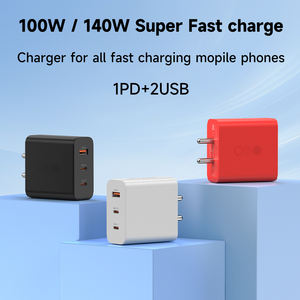 Adattatore GaN 3-in-1 100W 140W ricarica rapida tipo C caricatore USB-C spina India per niente 1a 3a Oneplus <span class=keywords><strong>Samsung</strong></span> Motorola - Product Image 2