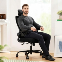 Chaise de bureau ergonomique avec dossier haut en maille et support lombaire réglable, chaise de travail pivotante à roulettes