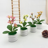 5 kleine Jasmin Bonsai Simulation Blume Topf Ornament für Home Courtyard Wohnzimmer Desktop-Dekoration für Thanksgiving