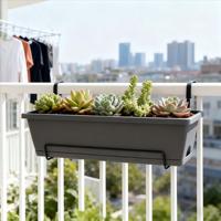 Grande jardinière rectangulaire en plastique durable et écologique Holland pour balcon Plantes d'extérieur Pot de fleur suspendu au mur