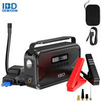 Démarreur de batterie portable 4-en-1 IBD pour camion/moto/voiture, compresseur d'air, gonfleur de pneus, batterie externe 10000mAh, charge rapide, LED