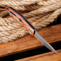 Couteau pliant classique GT-K4020-3 en acier Damas laiton, manche en bois de santal, cœur en acier VG10, couteau de camping pliant