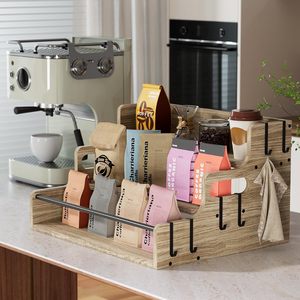 Cross-border multi-purpose 3-tier wooden display rack for <b>kitchen</b> seasonings and coffee beans - Product Image 1