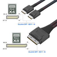 Câble OCuLink SFF-8611 1 2 SFF-8611-8i double SFF-8611-4i avec gaine tressée pour serveur informatique PCIe4.0/SAS4.0 GPU/stockage NVME