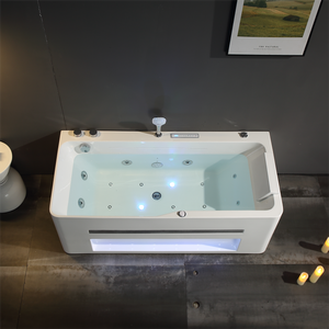 1.3m 1.7m Köşe Tipi Bağımsız Akrilik Dikdörtgen Masajlı Küvet LED Işıklar Jakuzili 12 Jetli 60gal Kapasiteli Banyo - Product Image 1