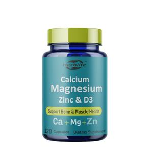 OEM, частная этикетка, высокопоглощающие кальций, магний, цинковые капсулы, костная и иммунная поддержка, 120 колпачки, сертифицированные GMP - Product Image 1