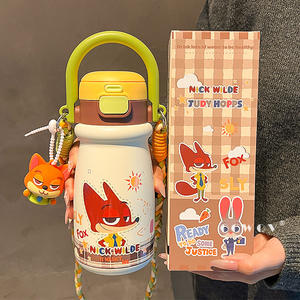 Gourde isotherme <span class=keywords><strong>Disney</strong></span> en acier inoxydable pour enfants, avec couvercle, corde et paille, pour le bureau, l'école et comme cadeau - Product Image 3