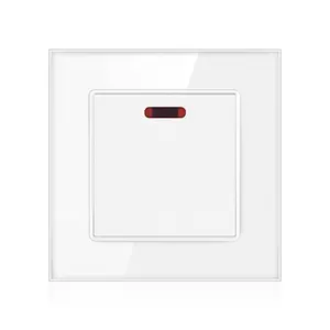 Sran Muur Tweepolige Schakelaar 3Mm Luxe Crystal Glass Panel 86*86Mm 20A Dp Boiler schakelaar