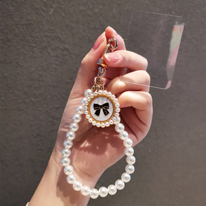 Pendentif <span class=keywords><strong>perle</strong></span> lanière étui de <span class=keywords><strong>téléphone</strong></span> portable accessoires chaîne Transparent fixe carte Clip poignet Niche tempérament féminin - Product Image 1