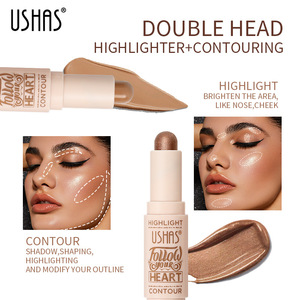 2025 <span class=keywords><strong>USHAS</strong></span> 2 en 1 brillo Natural resaltador en polvo crema cara maquillaje Mineral con brillo <span class=keywords><strong>contorno</strong></span> Stick corrector - Product Image 2