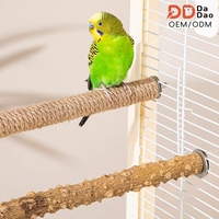 Perchoir en bois massif avec corde de chanvre, accessoires pour cage à oiseaux pour perroquets, calopsittes, perchoir en corde de chanvre naturelle pour perroquets