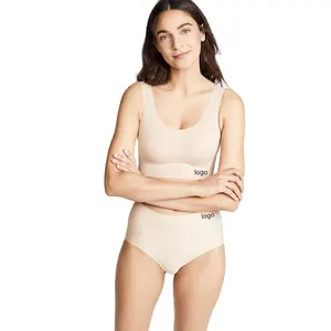 Bralette sin costuras para mujer, conjuntos de sujetador y bragas sin aros, sin mangas, Espalda descubierta, Top corto, camisola, conjunto de Sujetador deportivo para Yoga y dormir