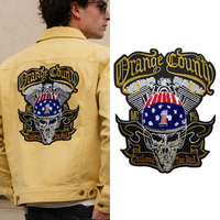 Patch brodé tête de mort pour moto, thermocollant, style punk gothique, applique squelette, badge de vêtement style motard, décoration DIY pour veste et chapeau