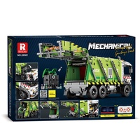 Reobrix 40-Piece RC Truk Sampah Kompresor Set Blok Bangunan Elektrik Remote Control Mainan Teknik Daur Ulang Elektronik