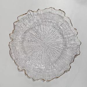 Platos para Catering, Platos de Melamina <span class=keywords><strong>Transparentes</strong></span>, Platos con Borde Ondulado Dorado y Plateado, Bandeja Redonda - Product Image 2