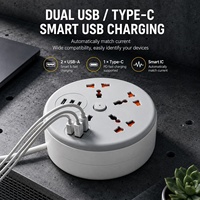 Prise de courant escamotable universelle pour table, 4 prises CA + 2 ports USB-A + 1 port de charge Type-C
