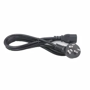 Black 3 m copper wire three plug three hole pin tail Eu power cord Computer rice cooker long line