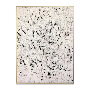 Moderno fatto a mano in bianco e nero parete arte Pollock stile a goccia riproduzioni di pittura a olio astratta per la decorazione della casa - Product Image 2