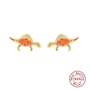 Cute Best Selling Colorful Zircon Stone Dinosaur Sterling <b>Silver</b> <b>Stud</b> Earrings for Girls - Product Image 5