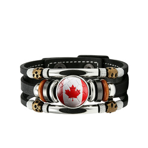 Bracelets drapeau américain en gros, bracelets patriotiques de football, bracelet en cuir PU tressé <span class=keywords><strong>pour</strong></span> hommes et femmes - Product Image 5
