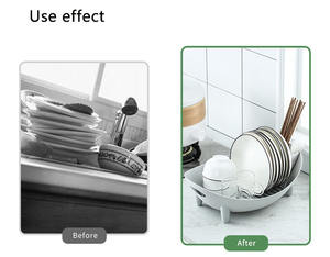 選択楽しい立ち型プラスチック皿ラック排水機キッチンオーガナイザー排水バスケット卸売家収納機構 - Product Image 4