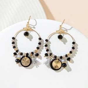 Nouvelles boucles d'oreilles de mode pour femmes de Style bohème Offre Spéciale boucles d'oreilles rondes en acier inoxydable à pampilles - Product Image 6