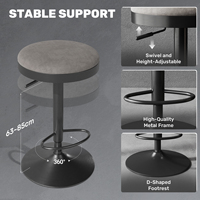 Tabourets de bar modernes, résistants à l'eau, réglables en hauteur, pivotants à 360°, avec assise en daim et structure en fer en forme de D, pour l'extérieur et le salon.