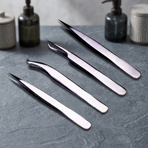 Pinzas de Extensión de Pestañas Mini Inclinadas de 10 mm, de Acero Inoxidable de Alta Calidad, Precisión y Durabilidad, Color Rosa Neón y Verde - Product Image 2