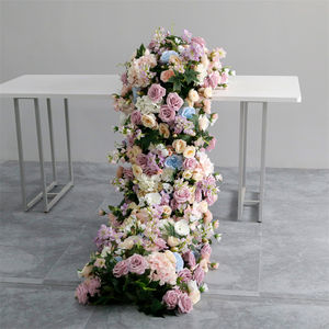 LFB2171-1 rose fleur rangées fleur artificielle chemin de Table mariage île coureur toile de fond accessoires fleur rayure - Product Image 2