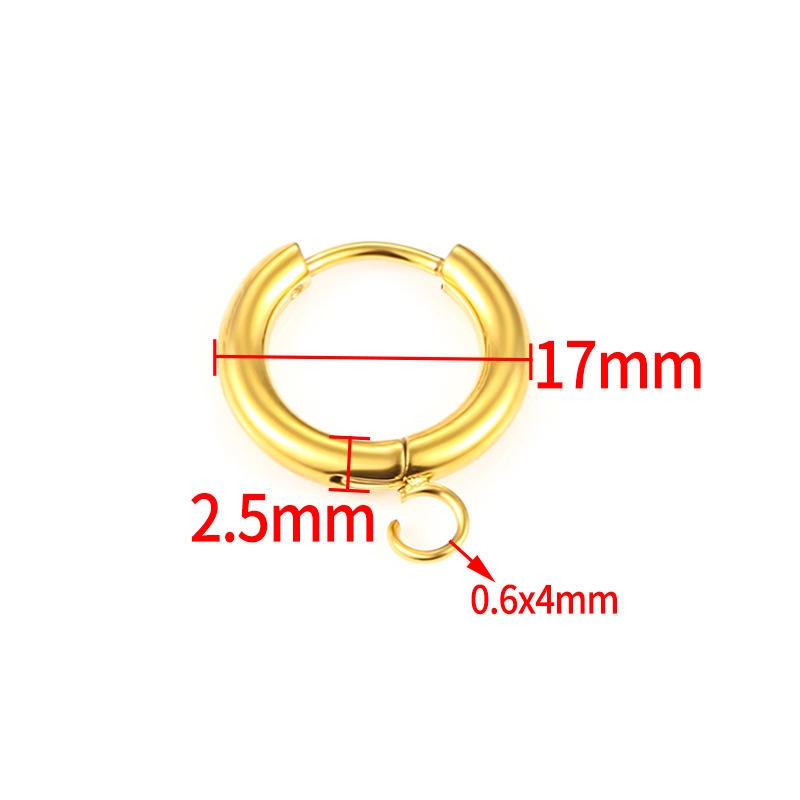 Pendientes de aro soldados al vacío en oro de 18k, 2.5x17mm