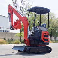 Mini-pelle 1.8T avec moteur hydraulique et chenilles en acier, capacité de charge de 1.8 tonnes, machine à creuser des tranchées pour la plantation en verger