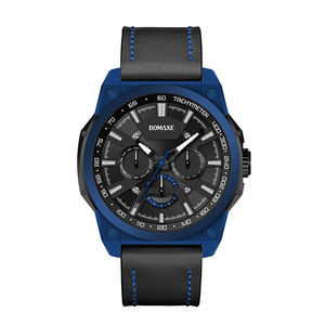 Haute qualité hommes Ultra-mince en acier inoxydable <span class=keywords><strong>montre</strong></span>-bracelet en cuir <span class=keywords><strong>noir</strong></span> 5mm marque d'affaires de luxe personnalisable Quartz rose - Product Image 3