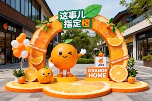 Arco Decorativo Personalizado con Temática Naranja para Exteriores, Instalación en Plazas Comerciales, Instalaciones para Fotos, Gran Escala, FRP Tallado a Mano, Alta Visibilidad - Product Image 3