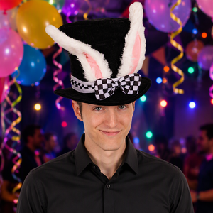 Paskalya beyaz tavşan silindir şapka Alice harikalar Cosplay Bunny Bowler erkekler kadınlar mart Hare kulakları ile kostüm aksesuarı Topper - Product Image 1