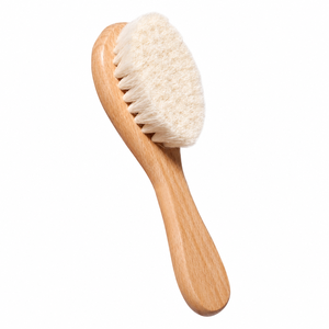 Brosse pour bébé en bois écologique avec poils de chèvre de qualité supérieure - Outil de toilettage pour nourrissons à poils doux - Cadeau idéal pour la liste de naissance - Product Image 5