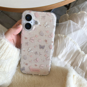เคสโทรศัพท์ลายสก็อตผีเสื้อวิบวับแบบสองชั้นสำหรับ iPhone 17 Pro Max 16 15 14 รุ่นสปริง เจนเทิล กลิตเตอร์ สำหรับสาวๆ - Product Image 2