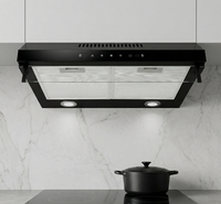 Hotte de cuisine électrique noire 600 mm avec filtre à déflecteur, évent, pompe et éclairage LED pour usage domestique