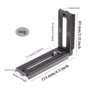 Placa de liberación rápida con soporte en <span class=keywords><strong>L</strong></span> universal para <span class=keywords><strong>DJI</strong></span> para cardán <span class=keywords><strong>Ronin</strong></span> RS 2/3 con orificios de 1/4 de pulgada para accesorios - Product Image 2