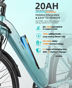 Bicicletta Elettrica KAISDA K608 con Motore 250W, Batteria 36V 20AH, Pneumatici da <span class=keywords><strong>28</strong></span> Pollici, Velocità Massima 25km/h, Spedizione UE - Product Image 5